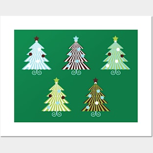 RETRO CHRISTMAS TREES DESIGN Posters and Art